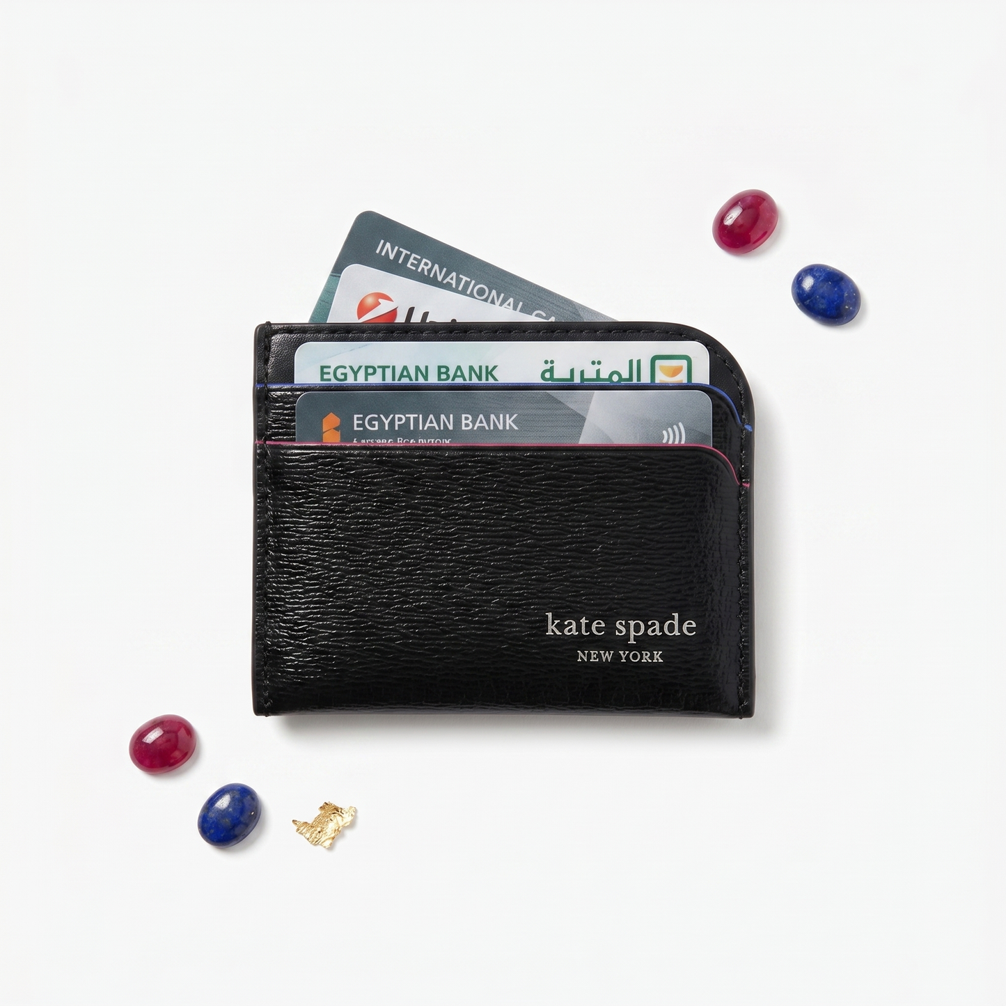 K-A-T-E S-P-A-D-E CARDHOLDER KI619 BLACK VERNE FOR WOMEN