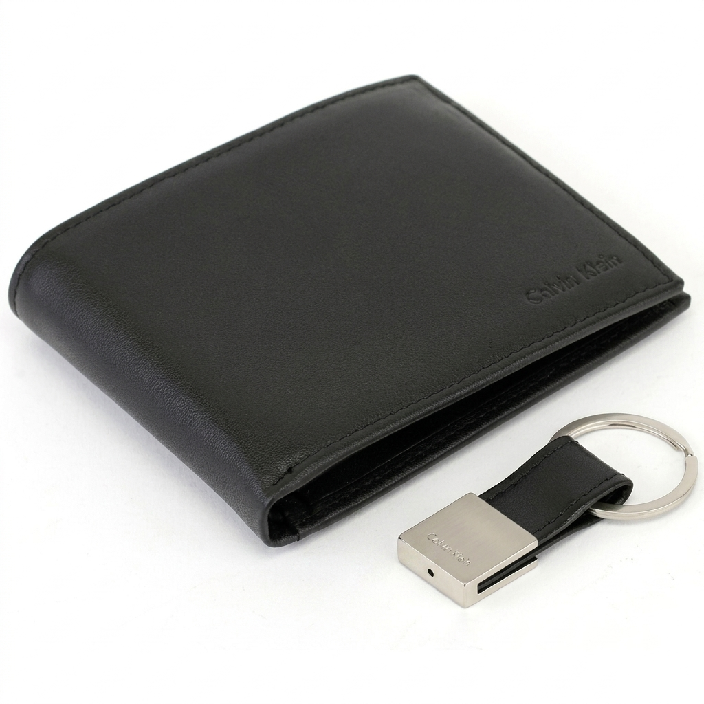 C-A-L-V-I-N K-L-E-I-N WALLET&KEY CHAIN BLACK FOR MEN