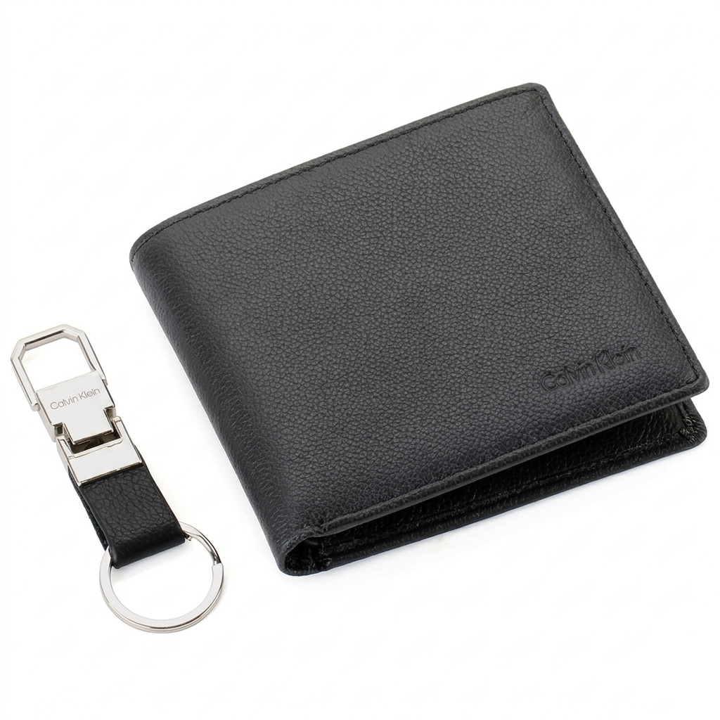 C-A-L-V-I-N K-L-E-I-N WALLET&KEY CHAIN BLACK FOR MEN