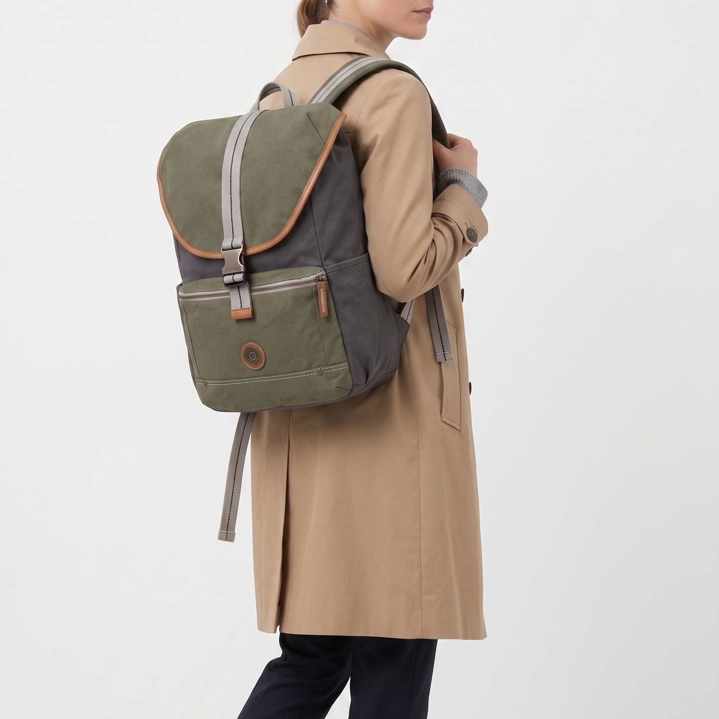 K.I.P.L.I-N.G BACKPACK GREEN(AGED KHAKI)&GREY FOR WOMEN