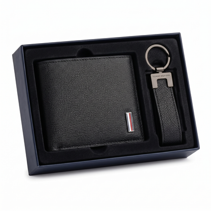 T-O-M-M-Y H-I-L-F-I-G-E-R WALLET&KEY CHAIN BLACK FOR MEN