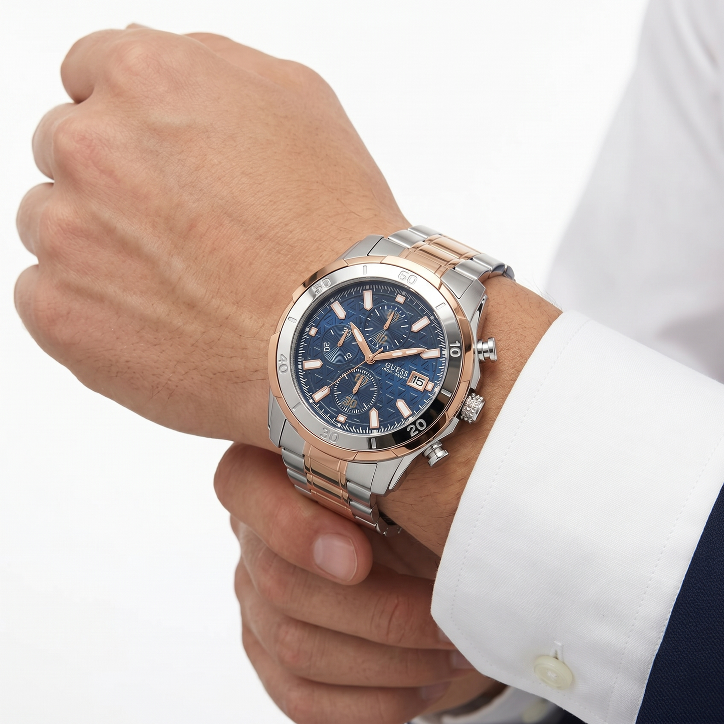 G-U-E-S-S WATCH  SILVER&ROSE GOLD FOR MEN