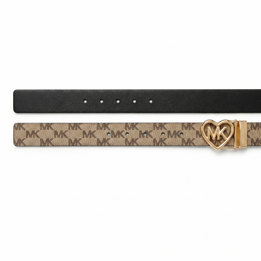 M.I-C.H-A.E.L. K.O-R.S.REVERSIBLE BELT BLACK - BEIGE FOR WOMEN