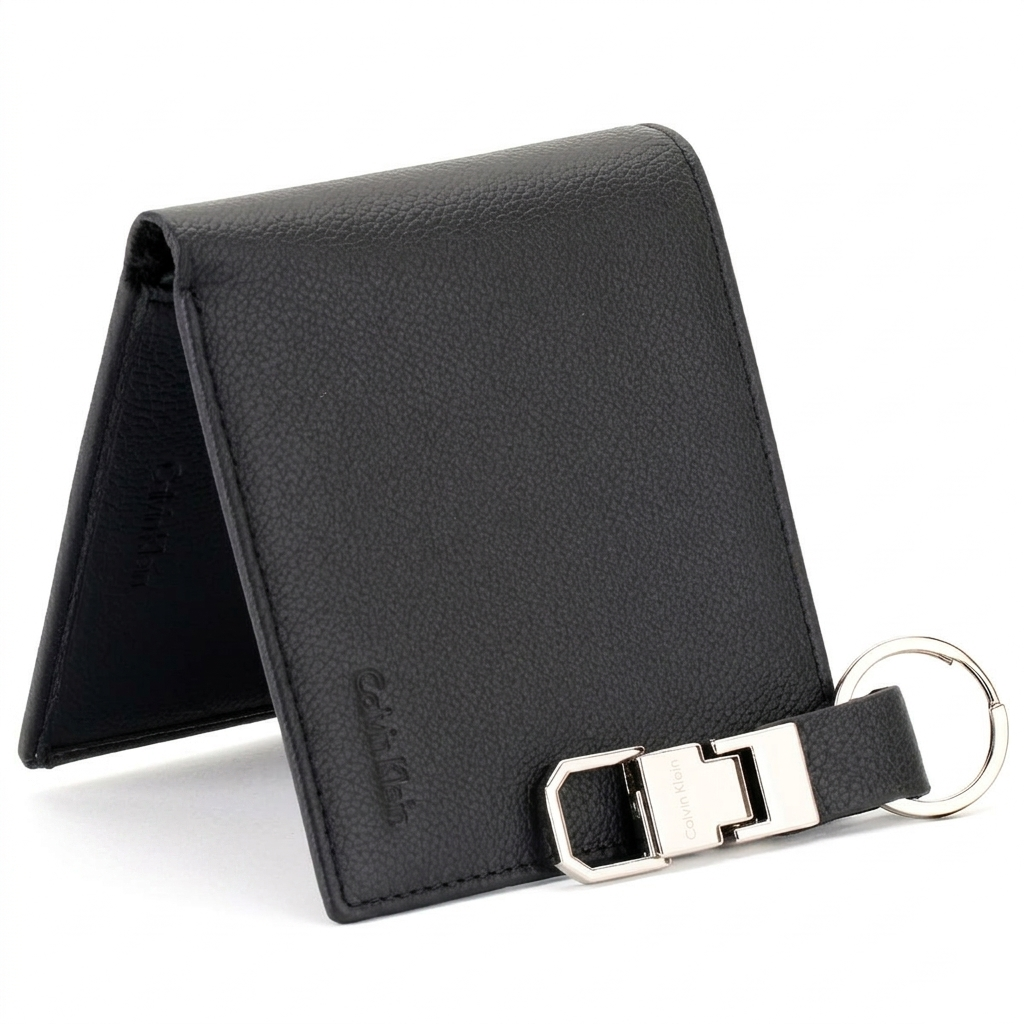 C-A-L-V-I-N K-L-E-I-N WALLET&KEY CHAIN BLACK FOR MEN