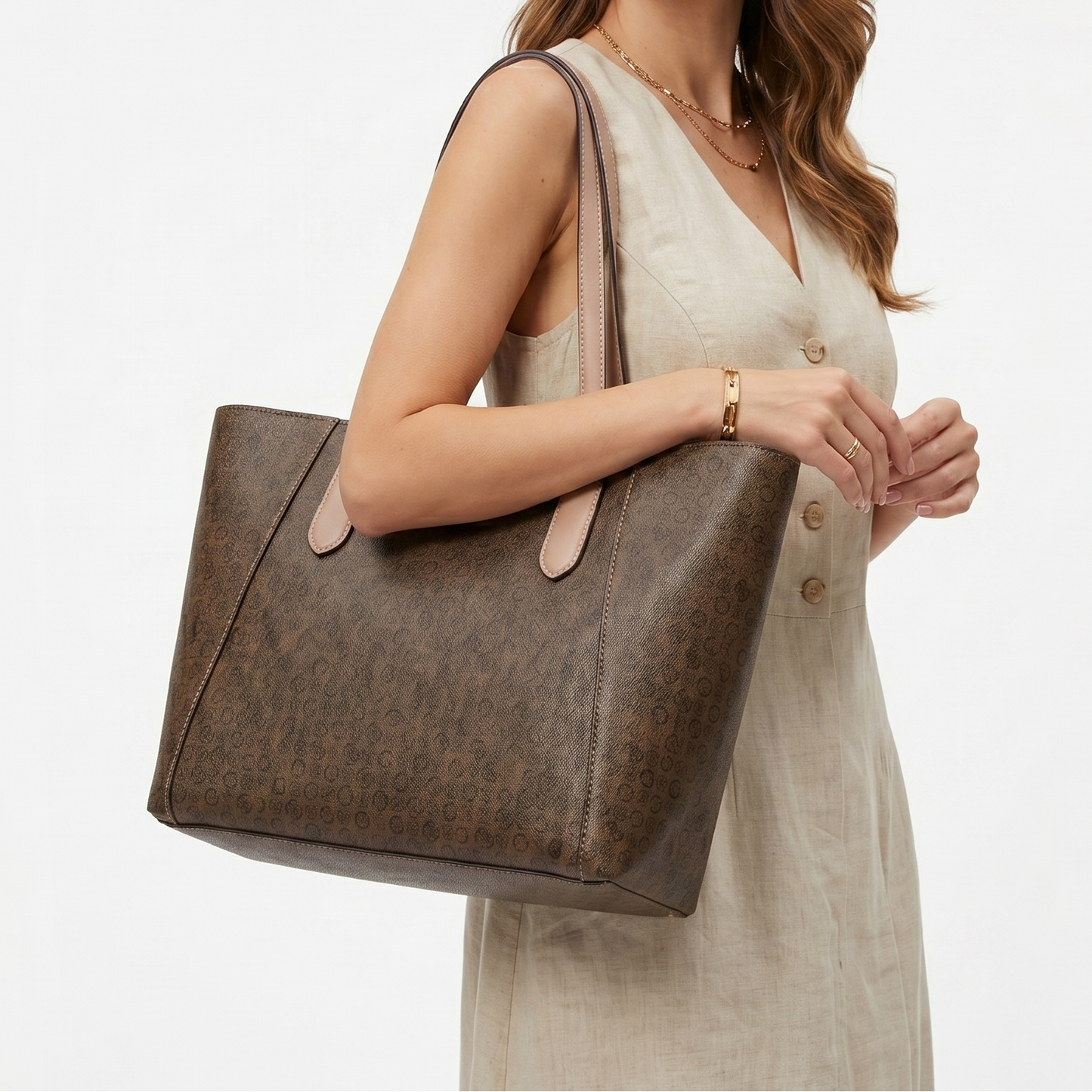 G-U-E-S-S SHOULDER BAG BROWN MONOGRAM FOR WOMEN