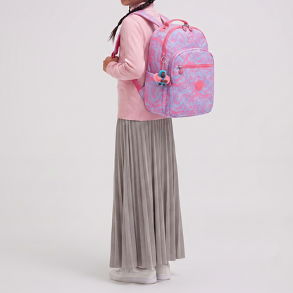K.I.P.L.I-N.G BACKPACK KI5210 WAVY PINK BLUE