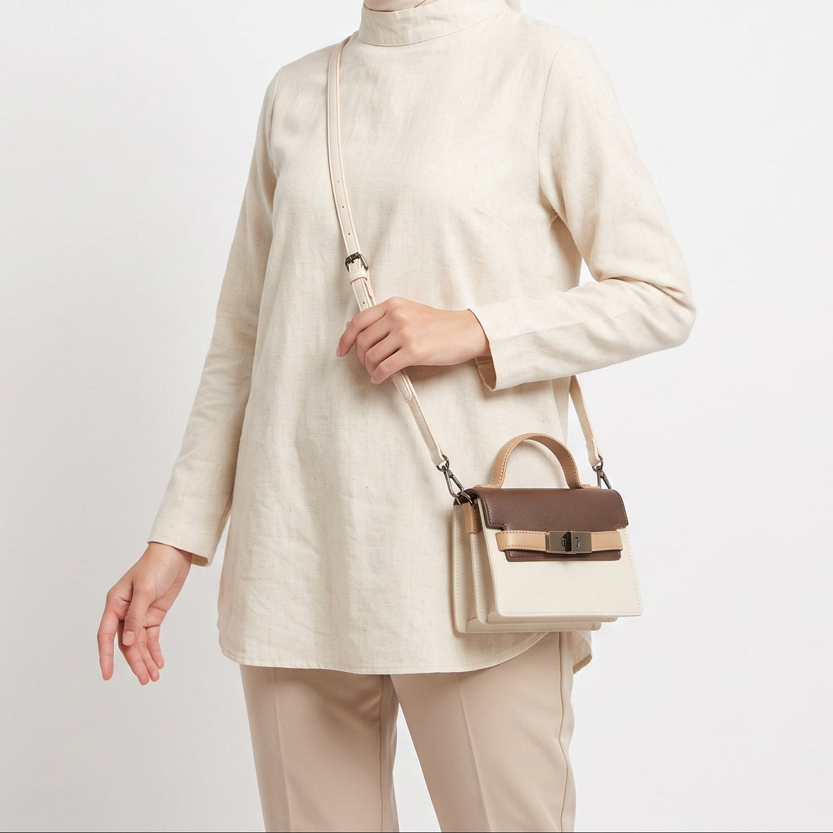 S-T-E-V-E M-A-D-D-E-N CROSSBODY BAG BEIGE&BROWN FOR WOMEN