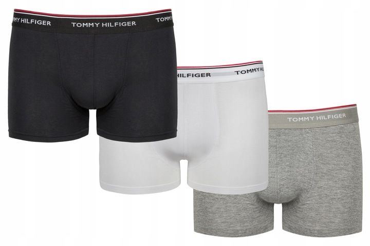 T.O.M.M.Y H.I.L.F.I.G.E.R Premium Essentials Cotton Stretch Truck Pack Of 3 boxers Black/Grey Heather/White