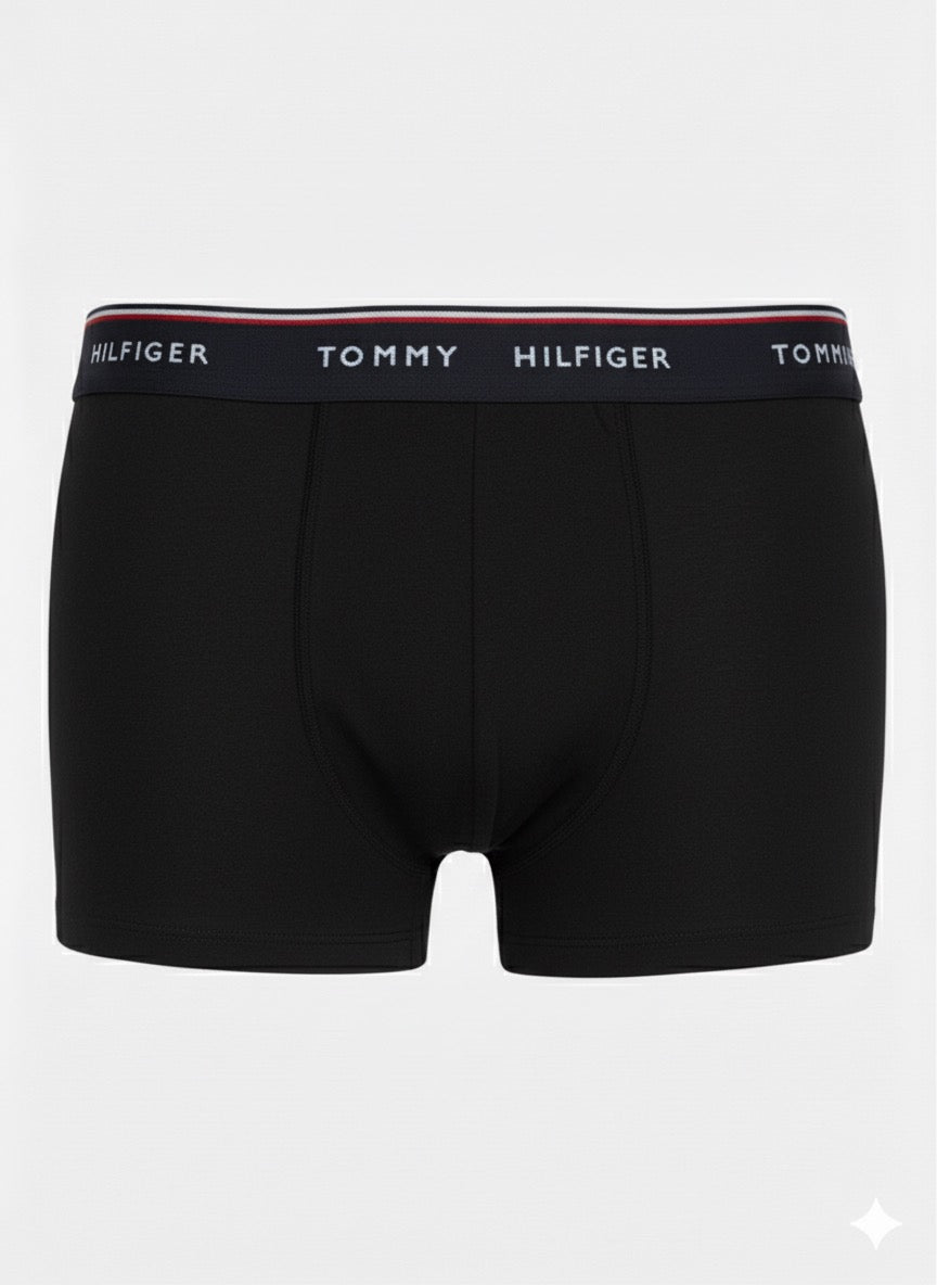 T.O.M.M.Y H.I.L.F.I.G.E.R Premium Essentials Cotton Stretch Truck Pack Of 3 boxers Black/Grey Heather/White