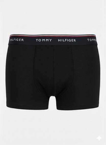 T.O.M.M.Y H.I.L.F.I.G.E.R Premium Essentials Cotton Stretch Truck Pack Of 3 boxers Black/Grey Heather/White
