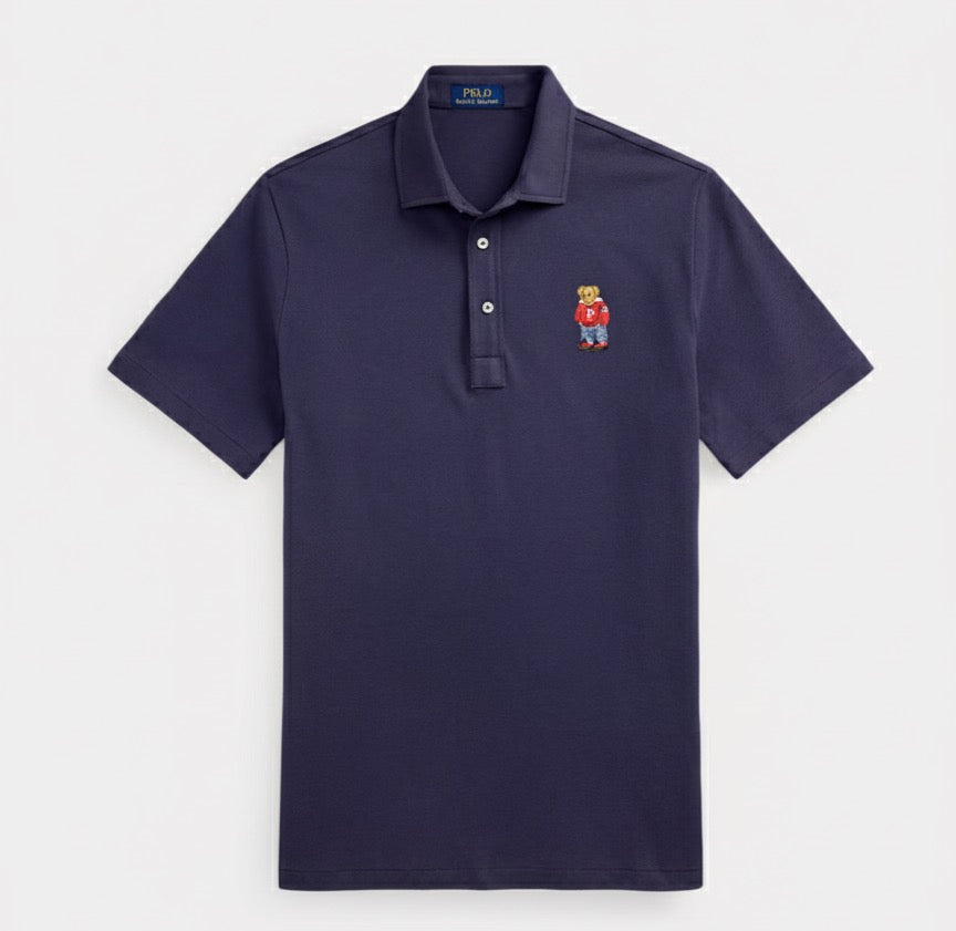 P.O.L.O R.A.L.P.H L.A.U.R.E.N Custom Fit Polo Bear Mesh Polo Shirt Navy
