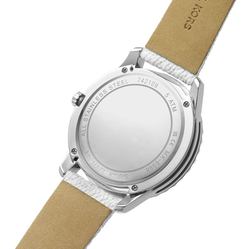 M-I-C-H-A-E-L K-O-R-S WATCH MK6998 SILVER WHITE GREY MONOGRAM FOR WOMEN