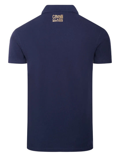 C.a.V-A.L.L.I C.L.A.S.S Black/White/Blue short sleeve polo shirt with lettering "C.a.v.a.l.l.i C.l.a.s.s"