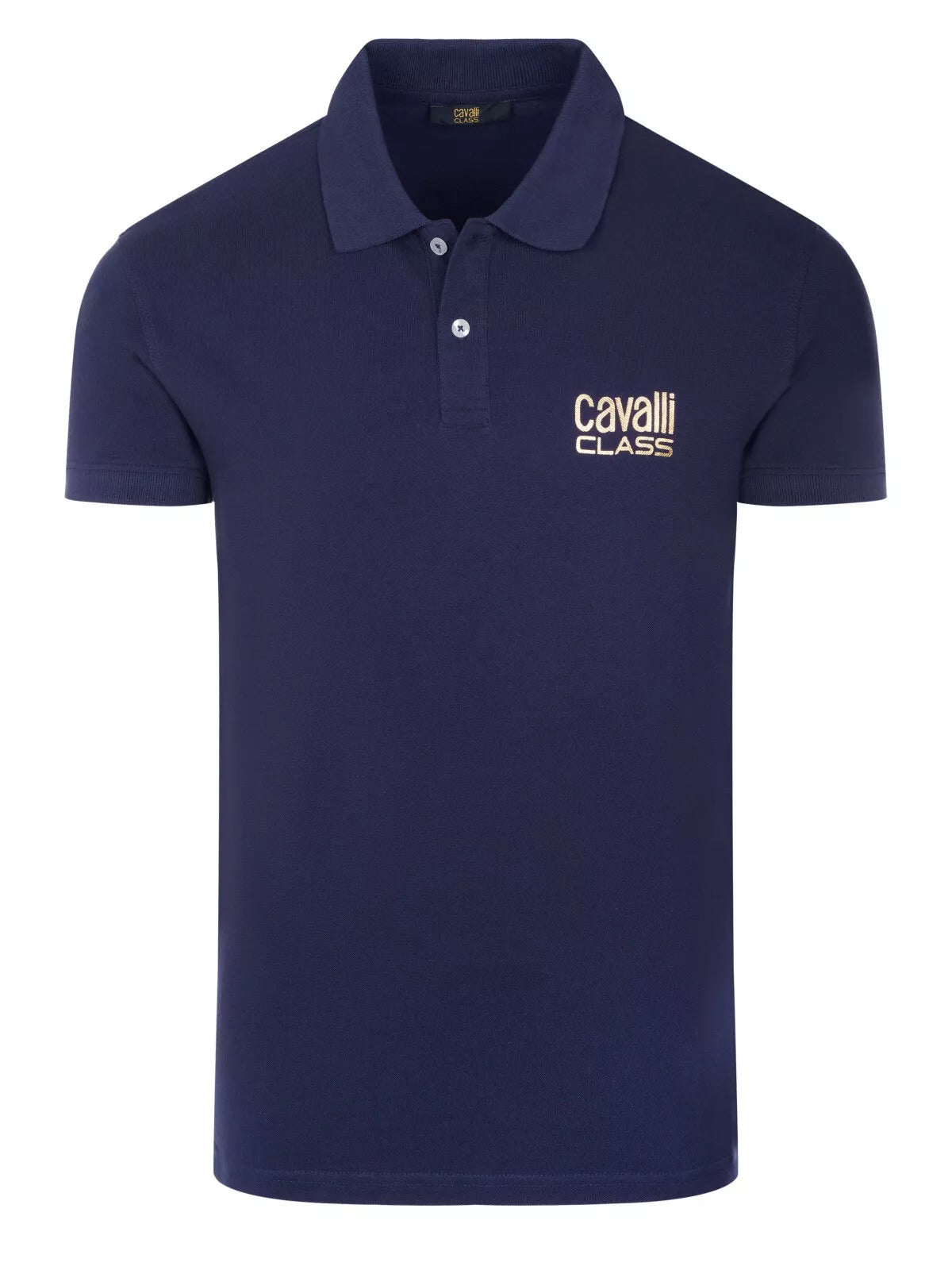 C.a.V-A.L.L.I C.L.A.S.S Black/White/Blue short sleeve polo shirt with lettering "C.a.v.a.l.l.i C.l.a.s.s"