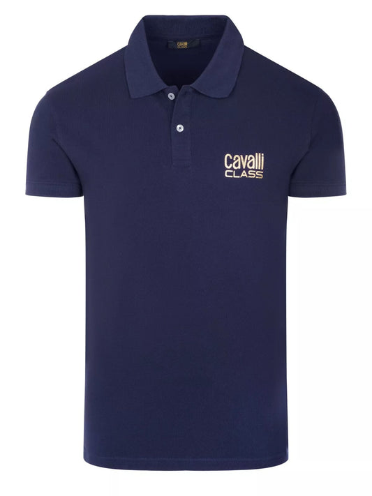 C.a.V-A.L.L.I C.L.A.S.S Black/White/Blue short sleeve polo shirt with lettering "C.a.v.a.l.l.i C.l.a.s.s"