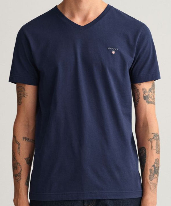 G.a.N_T NAVY/Black/White Original Slim Fit V-Neck T-Shirt