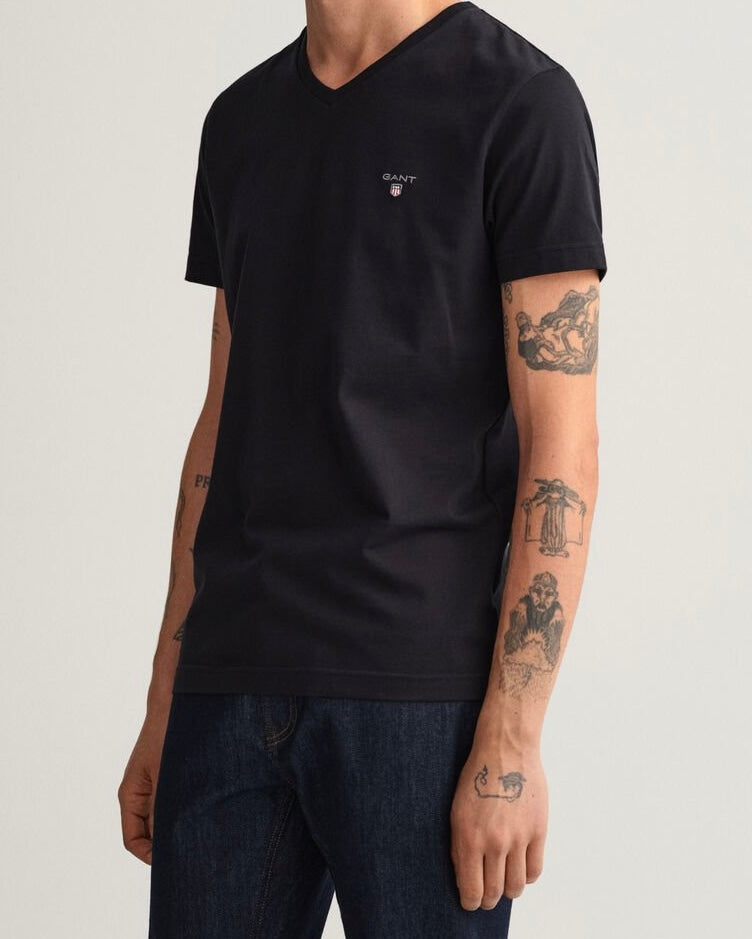 G.a.N_T NAVY/Black/White Original Slim Fit V-Neck T-Shirt
