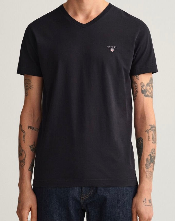G.a.N_T NAVY/Black/White Original Slim Fit V-Neck T-Shirt