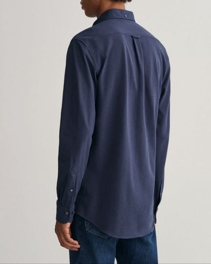 G.a-N.T. Regular Fit Jersey Piqué Shirt Blue Marine