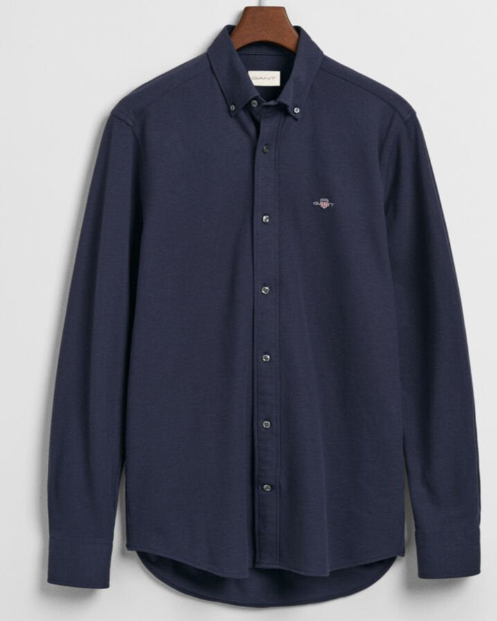G.a-N.T. Regular Fit Jersey Piqué Shirt Blue Marine
