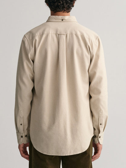 G.a.N-T. Reg Herringbone Flannel Shirt Cold Beige Regular Fit