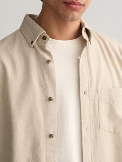 G.a.N-T. Reg Herringbone Flannel Shirt Cold Beige Regular Fit