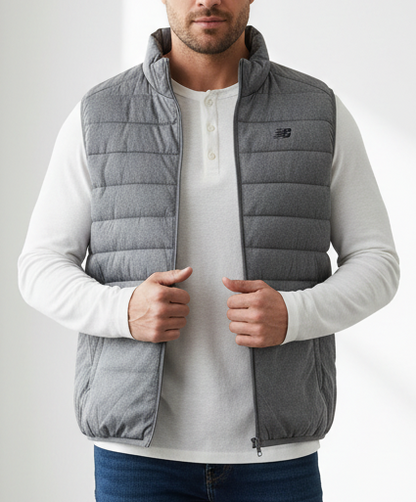 New Balance Puffer Tech Vest Quilted Comfort Black Puffer Full Zip with Pockets Black/Gray/Navy/Blue/Green/Cream