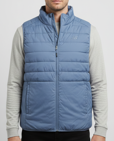 New Balance Puffer Tech Vest Quilted Comfort Black Puffer Full Zip with Pockets Black/Gray/Navy/Blue/Green/Cream