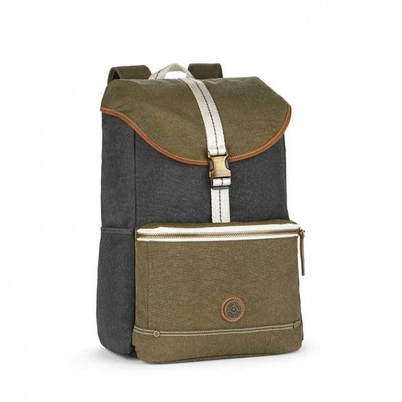 K.I.P.L.I-N.G BACKPACK GREEN(AGED KHAKI)&GREY FOR WOMEN