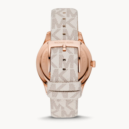 M-I-C-H-A-E-L K-O-R-S WATCH MK6980 ROSE GOLD&WHITE MONOGRAM FOR WOMEN