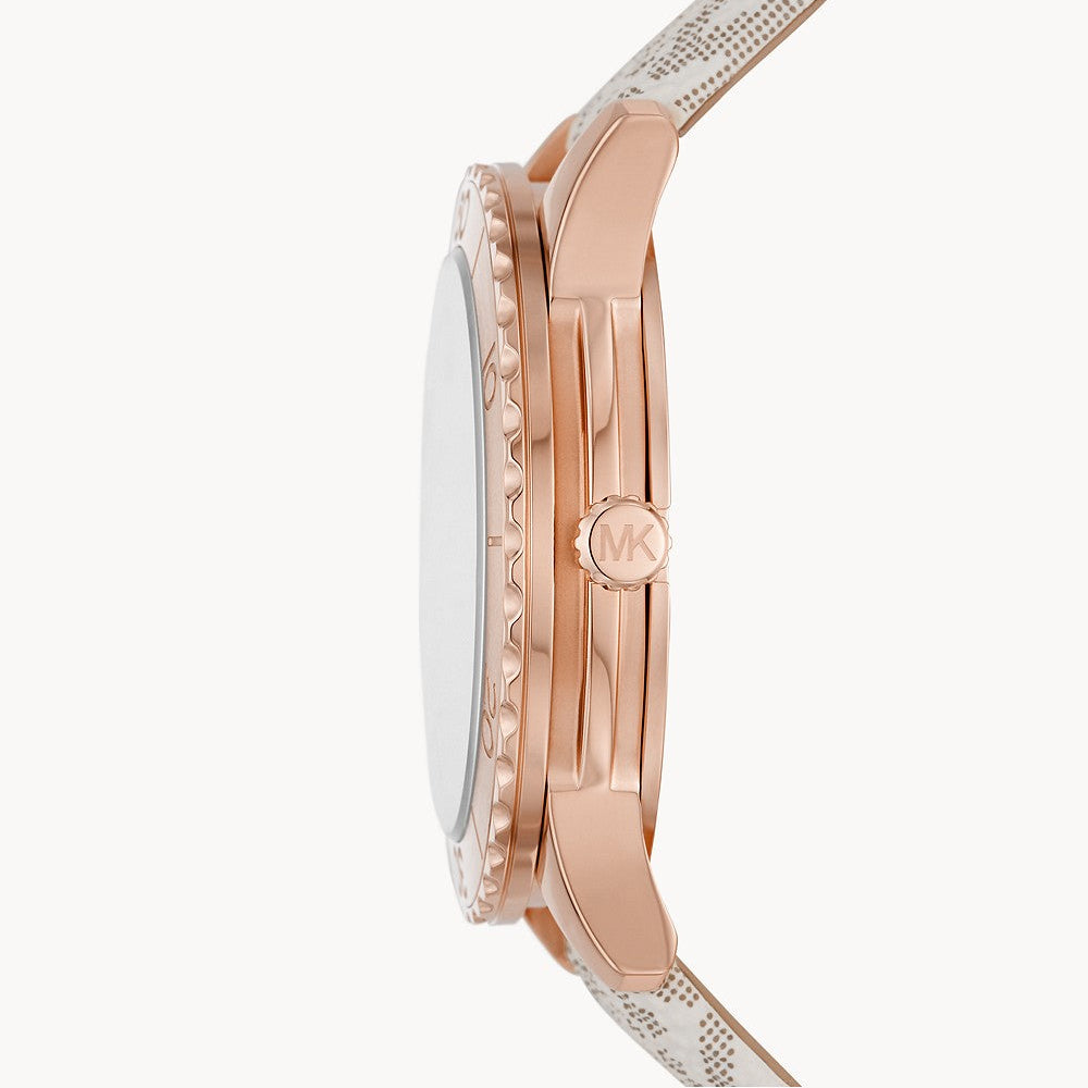 M-I-C-H-A-E-L K-O-R-S WATCH MK6980 ROSE GOLD&WHITE MONOGRAM FOR WOMEN