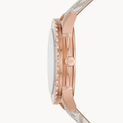 M-I-C-H-A-E-L K-O-R-S WATCH MK6980 ROSE GOLD&WHITE MONOGRAM FOR WOMEN