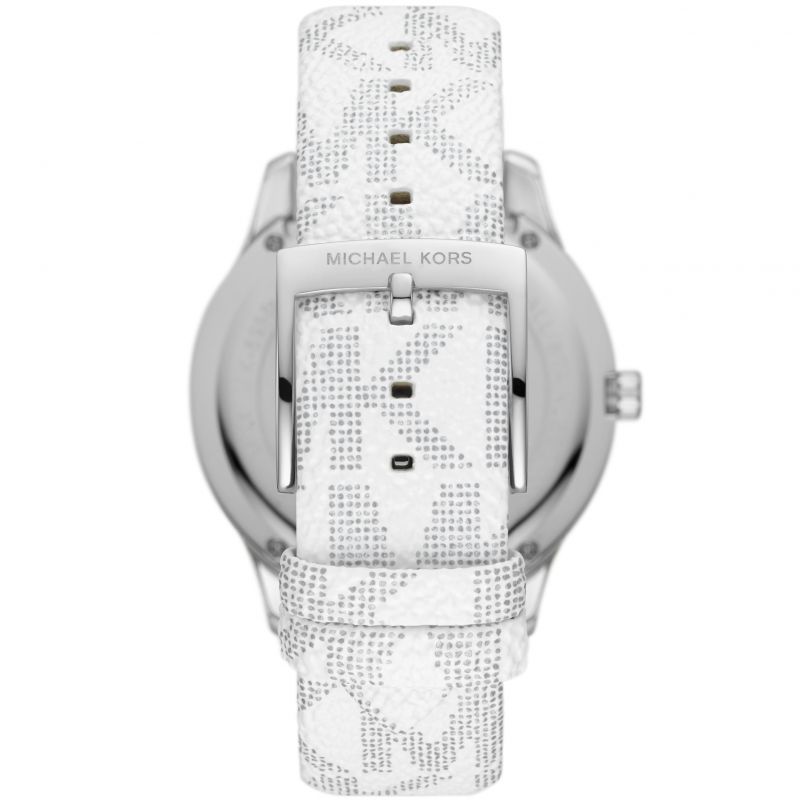 M-I-C-H-A-E-L K-O-R-S WATCH MK6998 SILVER WHITE GREY MONOGRAM FOR WOMEN