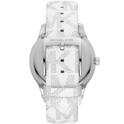 M-I-C-H-A-E-L K-O-R-S WATCH MK6998 SILVER WHITE GREY MONOGRAM FOR WOMEN