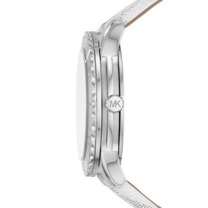 M-I-C-H-A-E-L K-O-R-S WATCH MK6998 SILVER WHITE GREY MONOGRAM FOR WOMEN