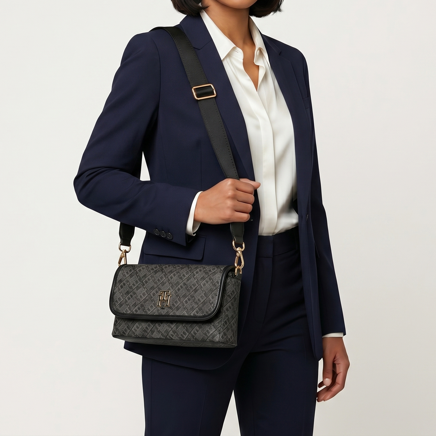 TOMMYHILFIGER Monoplay Flap Shoulder Bag GRAY&BLACK MONOGRAM FOR WOMEN in Egypt 