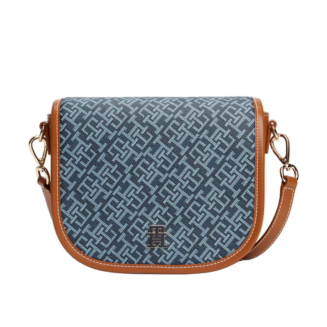 TOMMY HILFIGER CROSSBODY BAG HAVAN&BLUE MONOGRAM(Space Blue) FOR WOMEN in Egypt