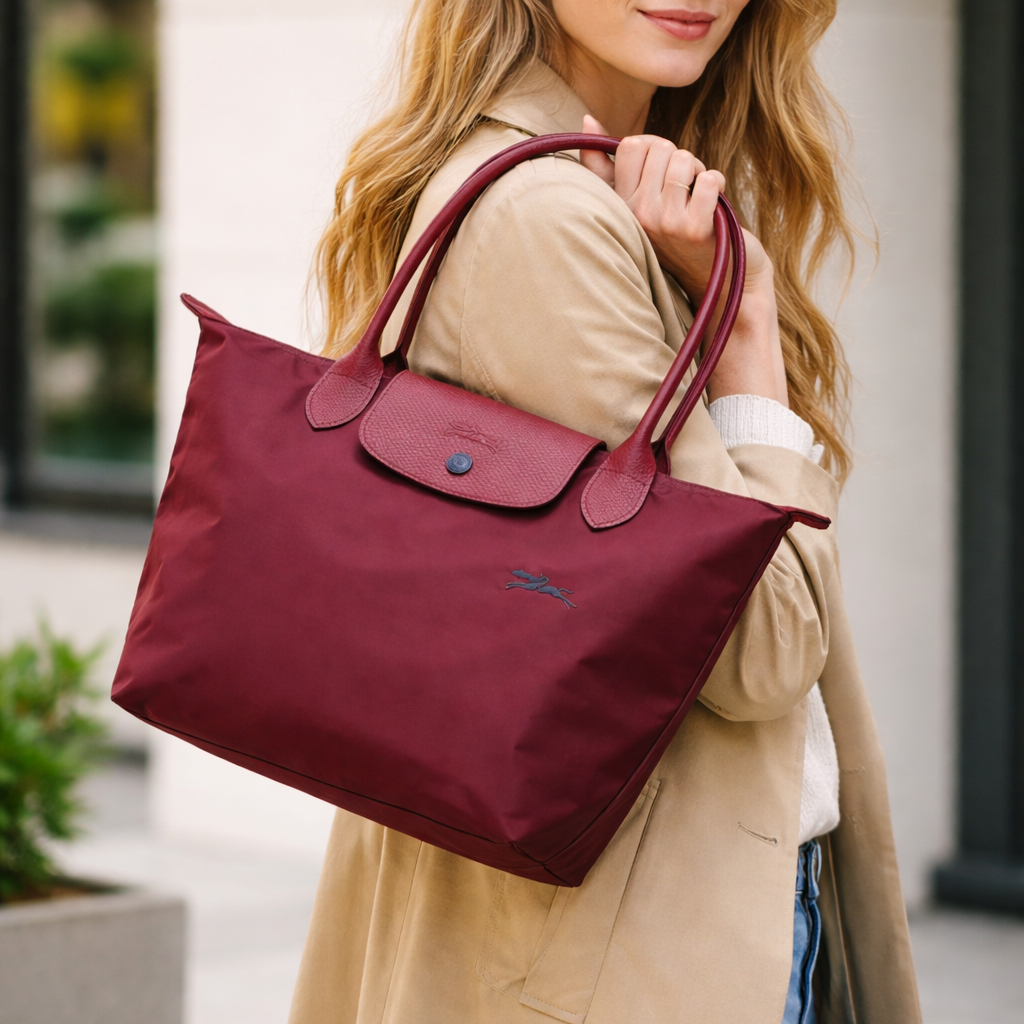 L.O-N.G-C.H.A-M.P TOTE BAG WINE RED FOR WOMEN