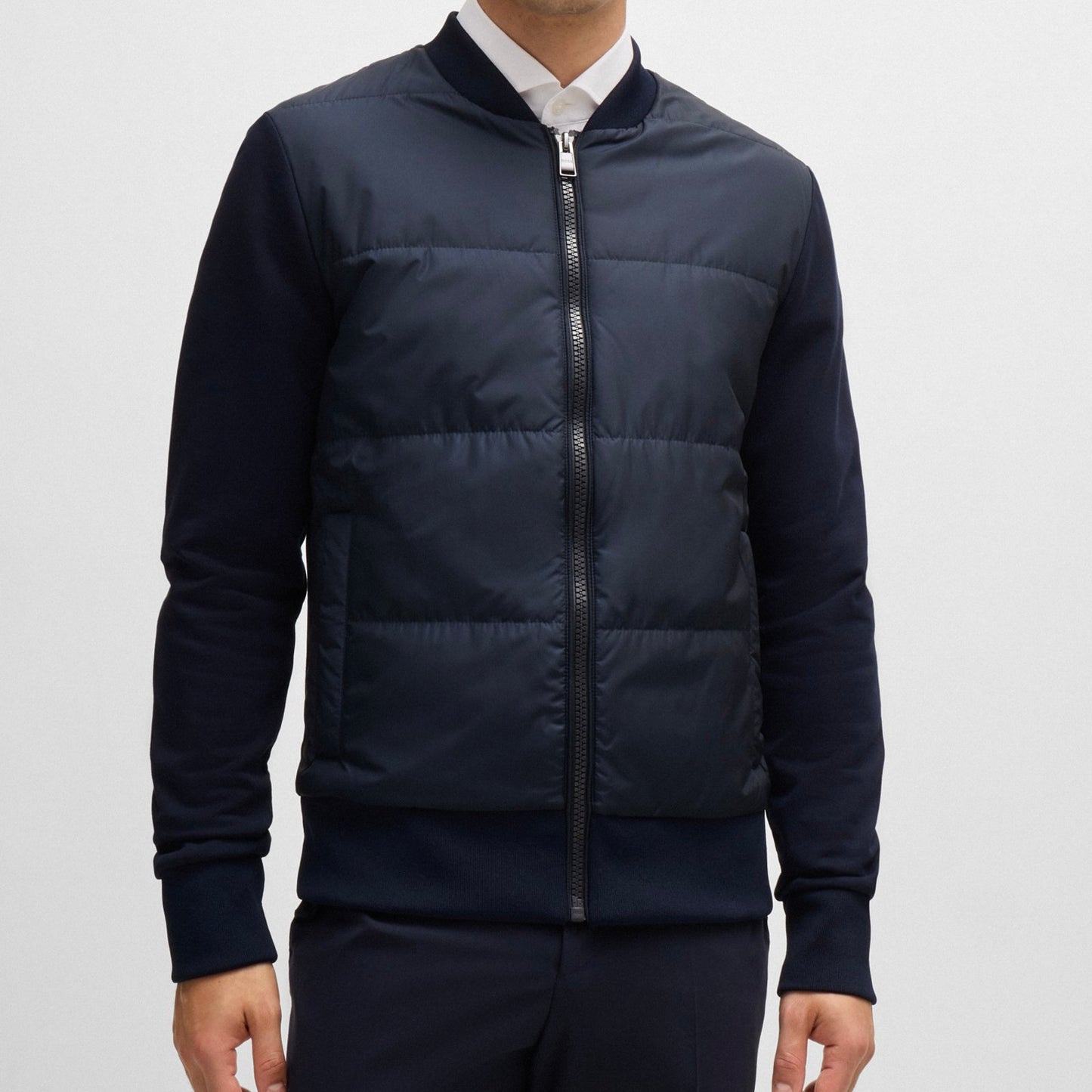 B.O.S.S ZIP-UP SWEATSHIRT WITH PADDED FRONT Black / Dark Blue Original jacket