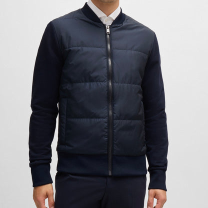 B.O.S.S ZIP-UP SWEATSHIRT WITH PADDED FRONT Black / Dark Blue Original jacket