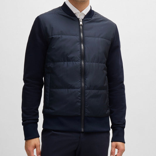 B.O.S.S ZIP-UP SWEATSHIRT WITH PADDED FRONT Black / Dark Blue Original jacket
