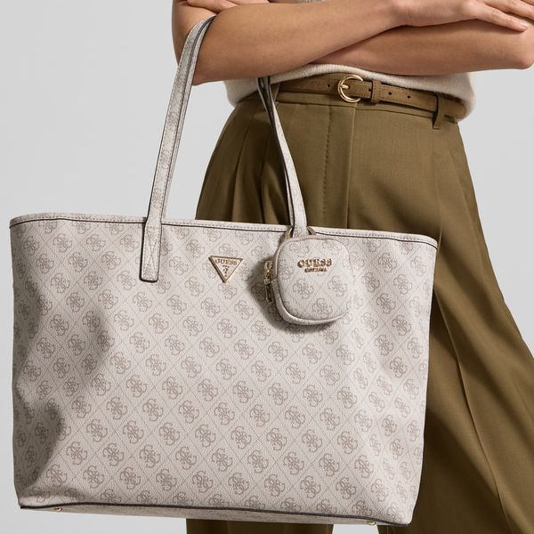 G-U-E-S-S SHOULDER BAG BEIGE MONOGRAM FOR WOMEN
