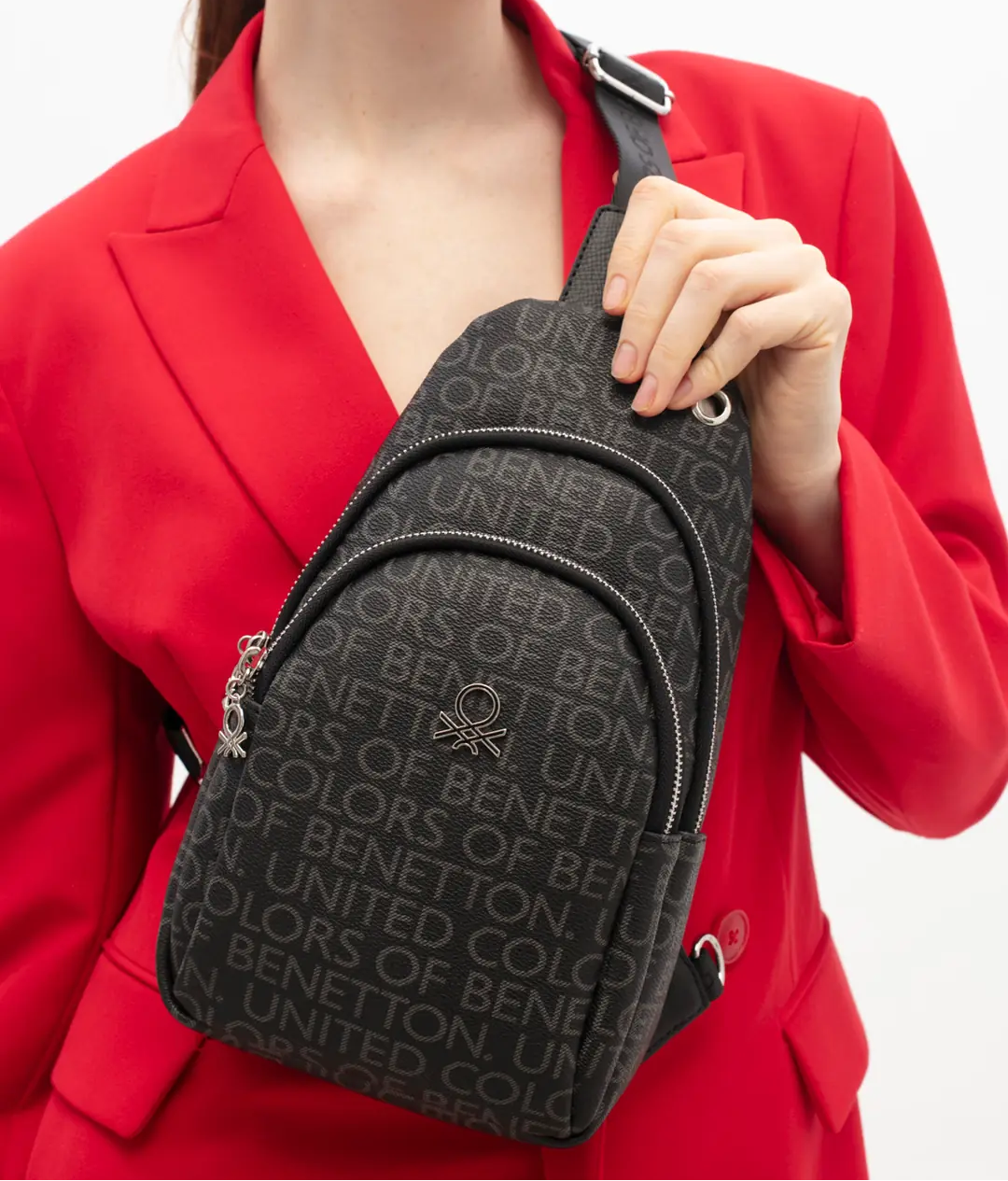 U.n.i.t.e.d C.o.l.o.r.s of B.e.n.e.t.t.o.n CROSSBODY BAG BLACK MONOGRAM FOR WOMEN