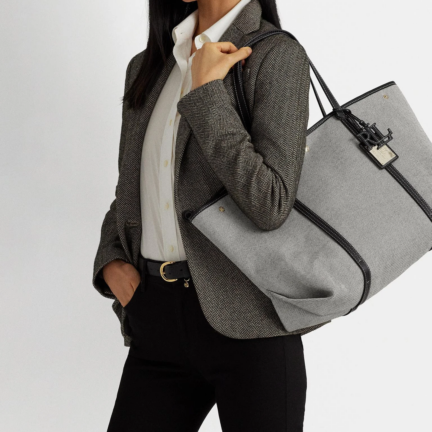 P-O-L-O R-A-L-P-H  L-A-U-R-E-N SHOULDER BAG BLACK&GRAY FOR WOMEN