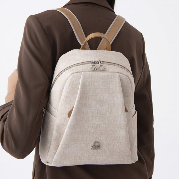 U.n.i.t.e.d C.o.l.o.r.s of B.e.n.e.t.t.o.n BACKPACK BAG BEIGE MONOGRAM FOR WOMEN