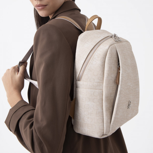 U.n.i.t.e.d C.o.l.o.r.s of B.e.n.e.t.t.o.n BACKPACK BAG BEIGE MONOGRAM FOR WOMEN