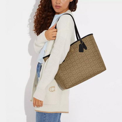 C-O-A-C-H SHOULDER BAG CJ942 KHAKI MONOGRAM FOR WOMEN