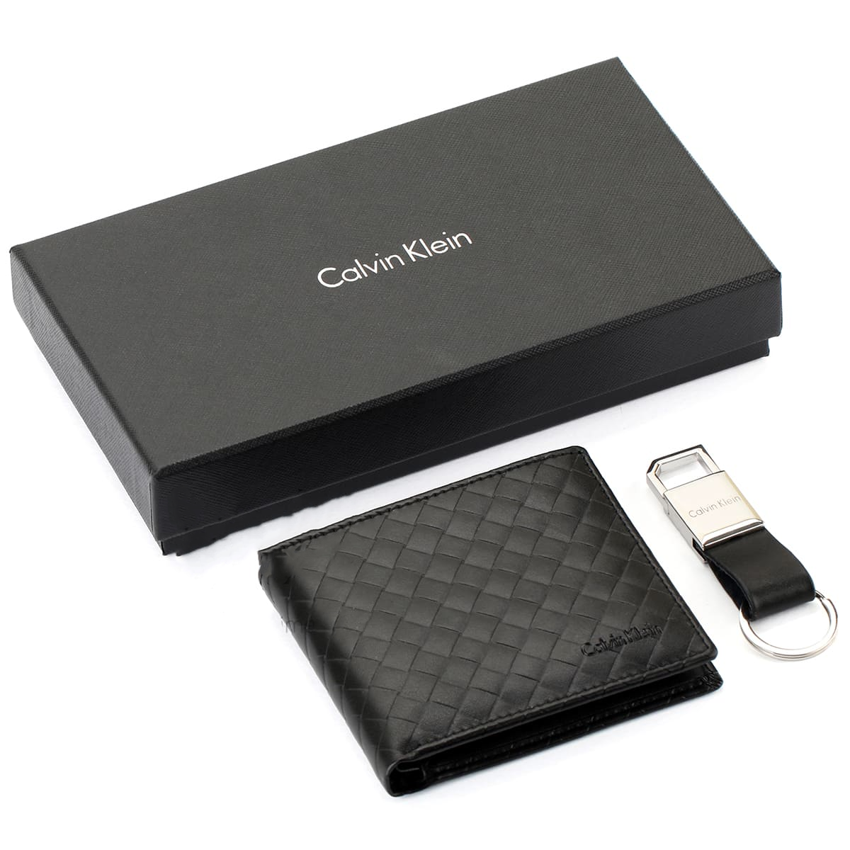 C-A-L-V-I-N K-L-E-I-N WALLET&KEY CHAIN BLACK FOR MEN