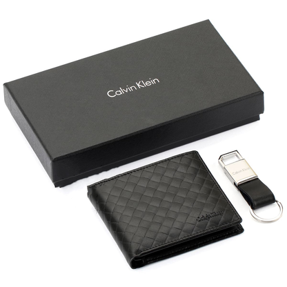 C-A-L-V-I-N K-L-E-I-N WALLET&KEY CHAIN BLACK FOR MEN
