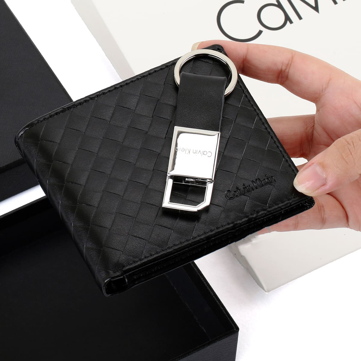 C-A-L-V-I-N K-L-E-I-N WALLET&KEY CHAIN BLACK FOR MEN